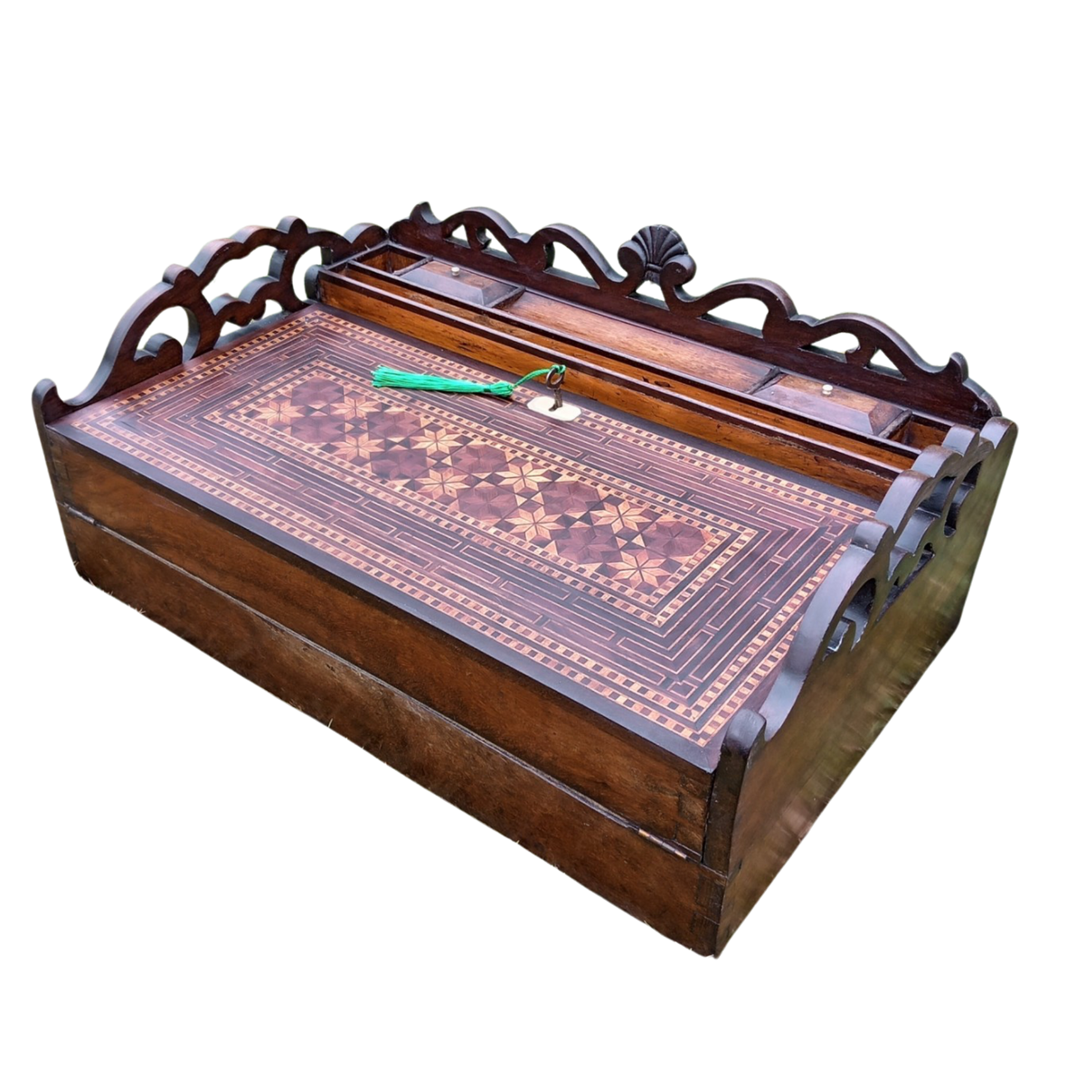 19th Century Madeira Olivewood Parquetry Writing Box