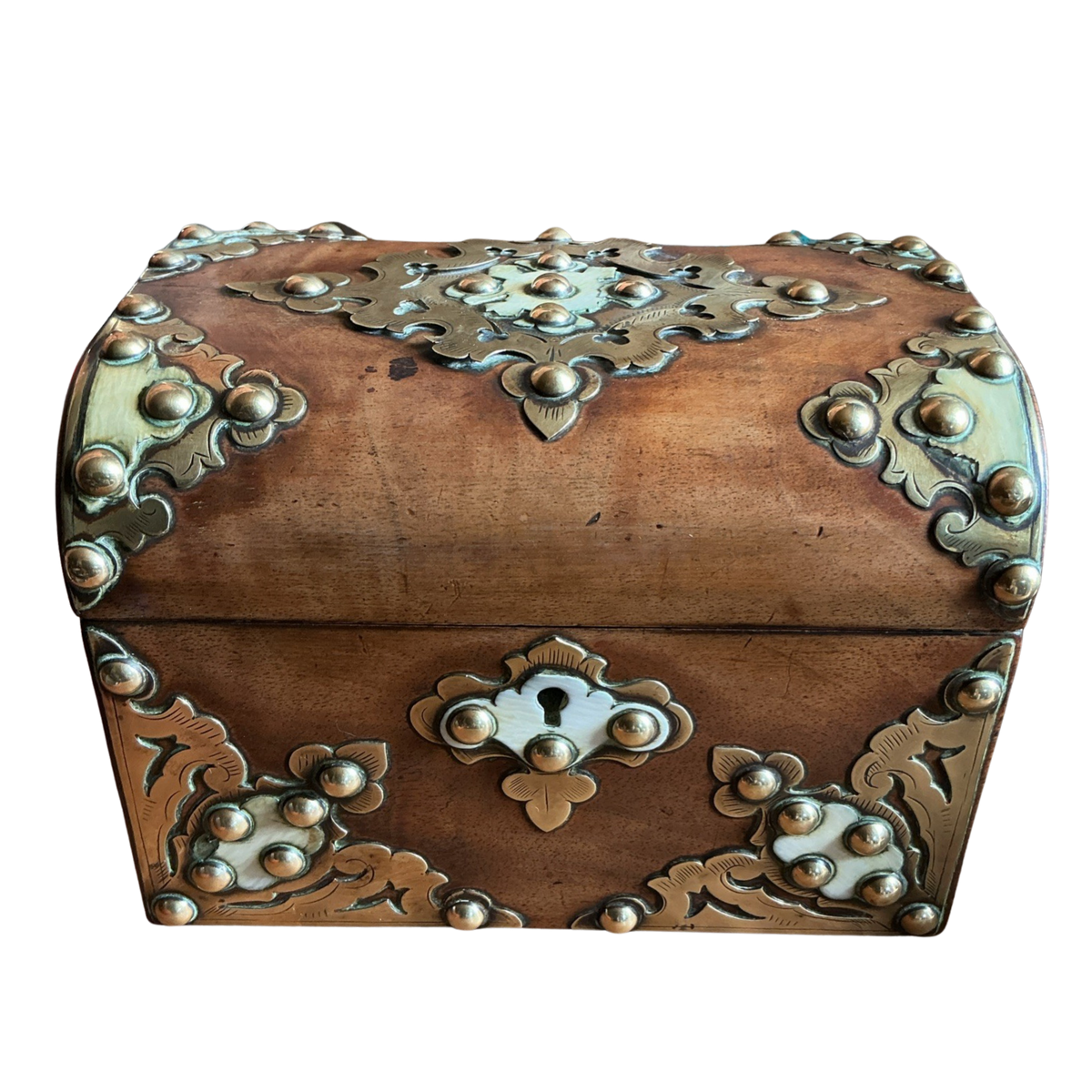 Antique Victorian Wooden Tea Caddy Box 19th Century, Domed Top