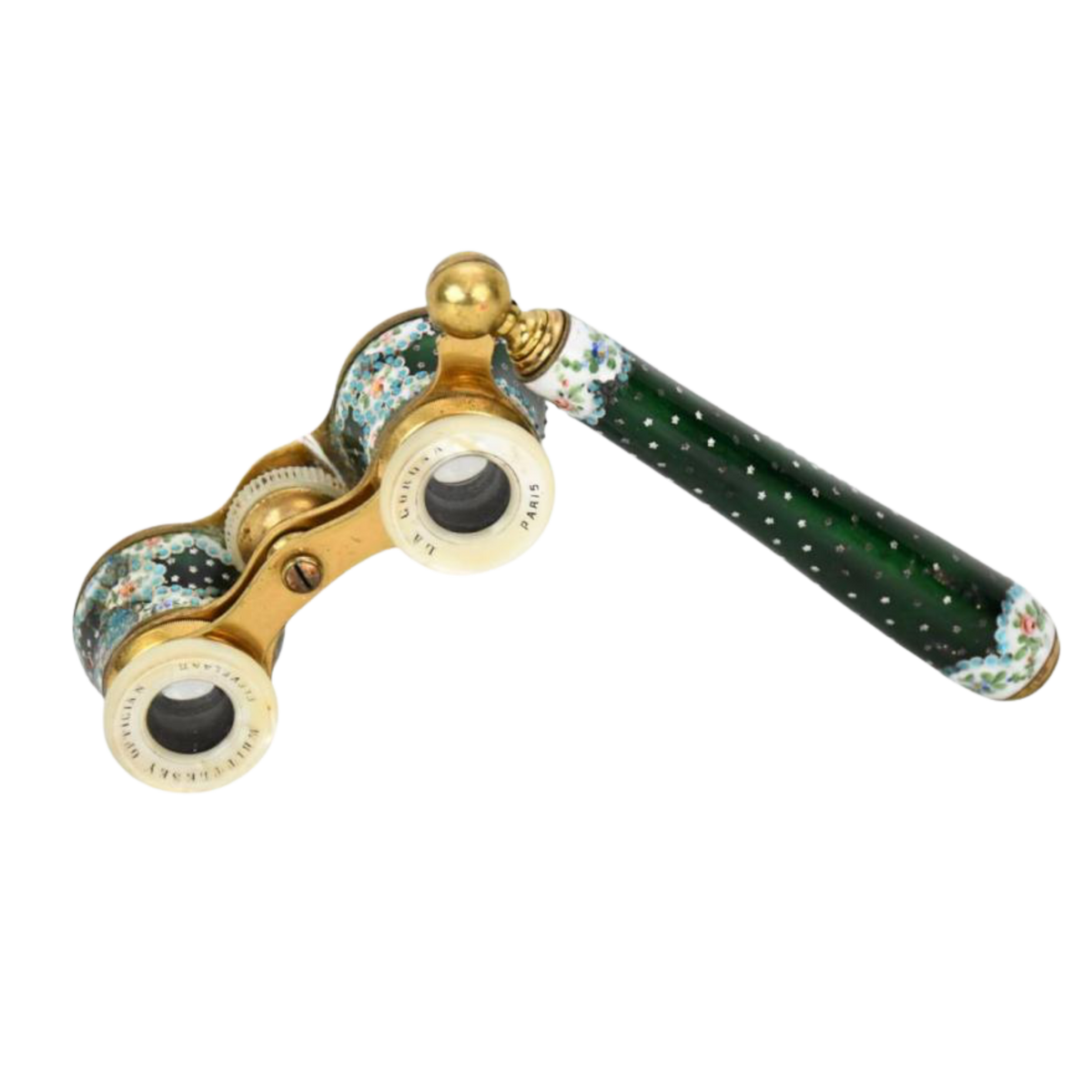 Pair of La Corona French Mother of Pearl & Enamel Opera Glasses